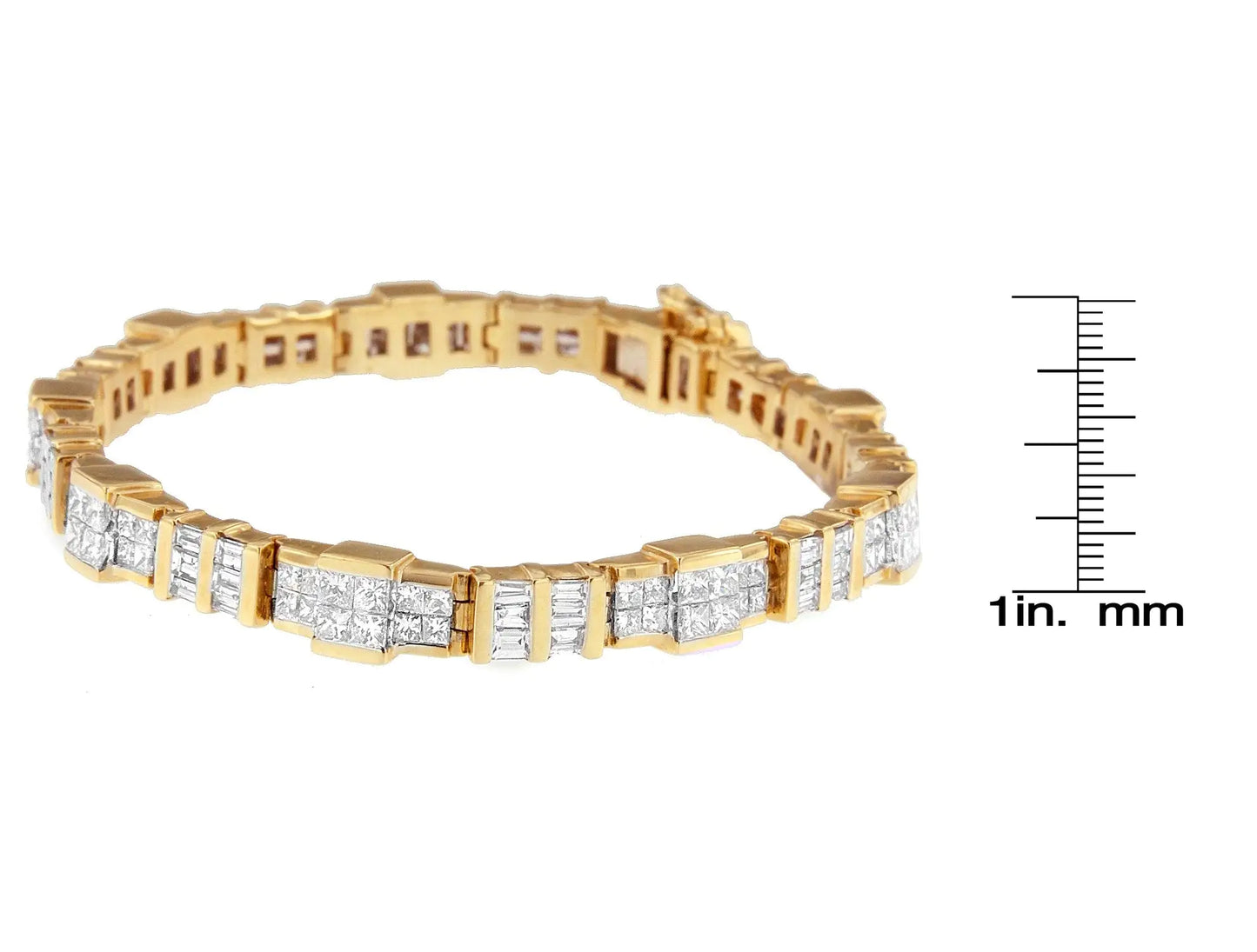 14K Yellow Gold Baguette and Princess-Cut Diamond Bracelet (8.30 cttw, H-I Color, SI1-SI2 Clarity)