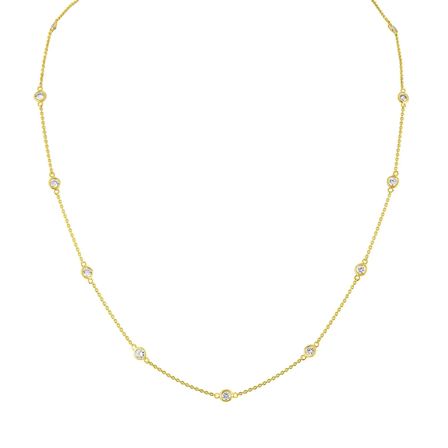 14K Gold Diamond Station Necklace (1 1/10 cttw, H-I Color, VS2-SI1 Clarity)