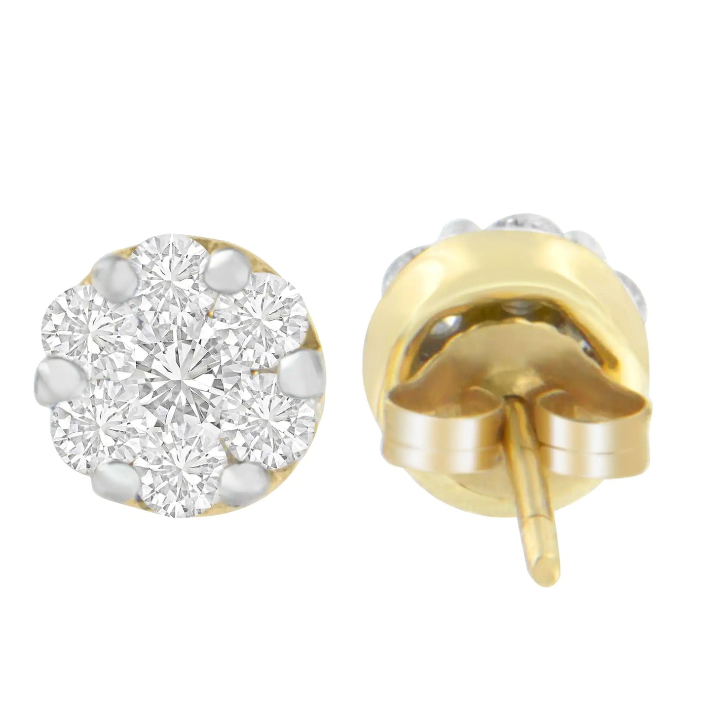 14K Yellow Gold 3/4 cttw Round Cut Diamond Stud Earring (I-J, SI2-I1)