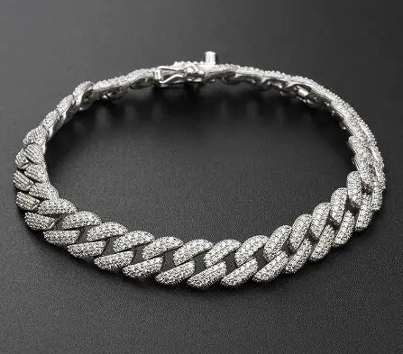 Silver Diamond Cuban Zircon Bracelet