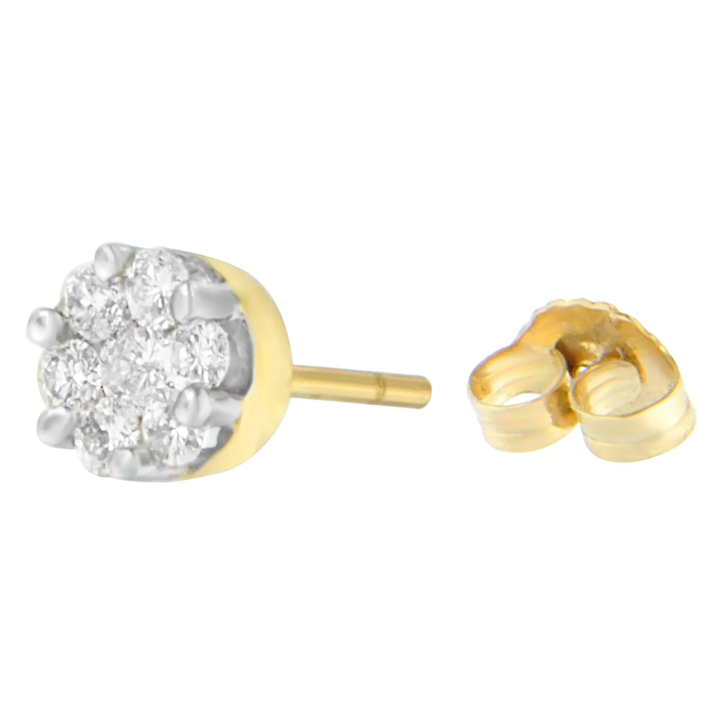 14K Yellow Gold 3/4 cttw Round Cut Diamond Stud Earring (I-J, SI2-I1)