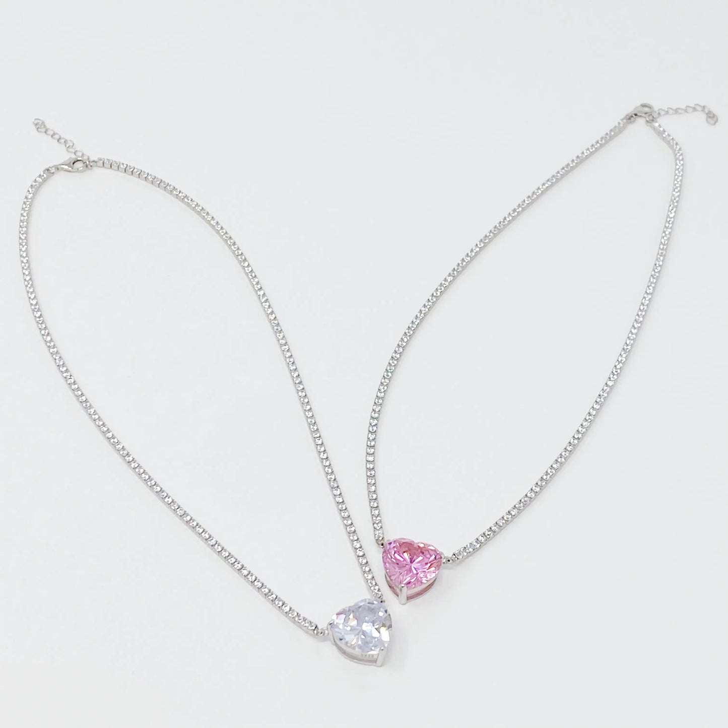 Firing Heart Sterling Silver Tennis Necklace