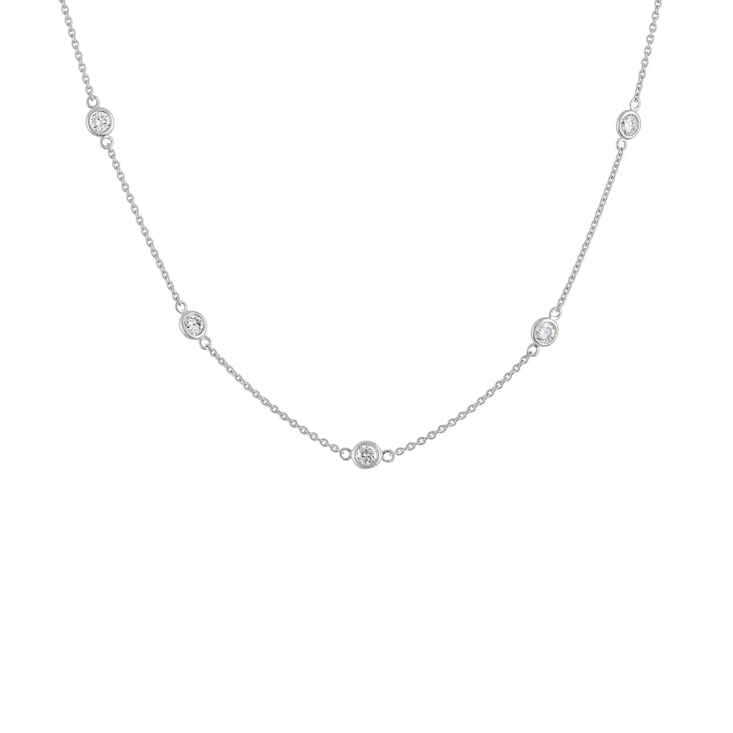 14K Gold Diamond Station Necklace (1 1/10 cttw, H-I Color, VS2-SI1 Clarity)