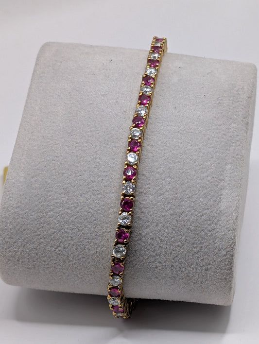 Ruby CZ GP 925 Tennis Bracelet