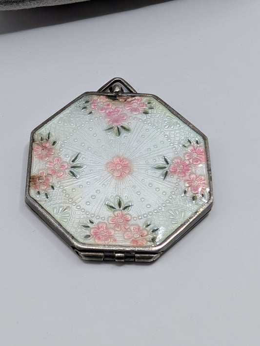 Guilloche Floral Enamel Locket