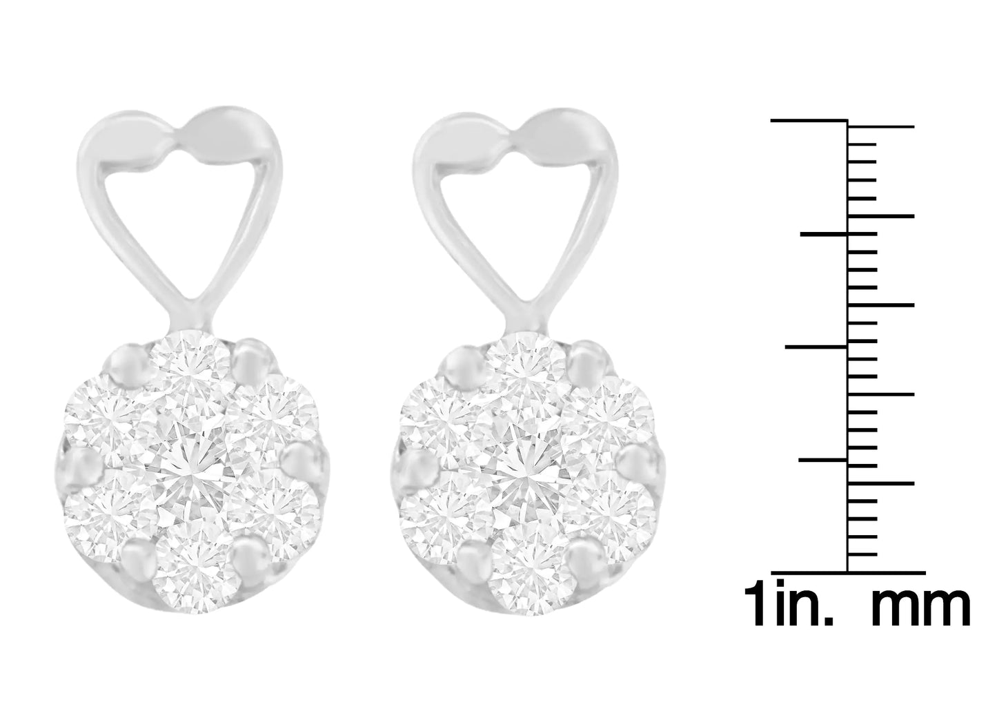 14K White Gold 1 1/4 cttw Round Cut Diamond Earrings (H-I, I1-I2)