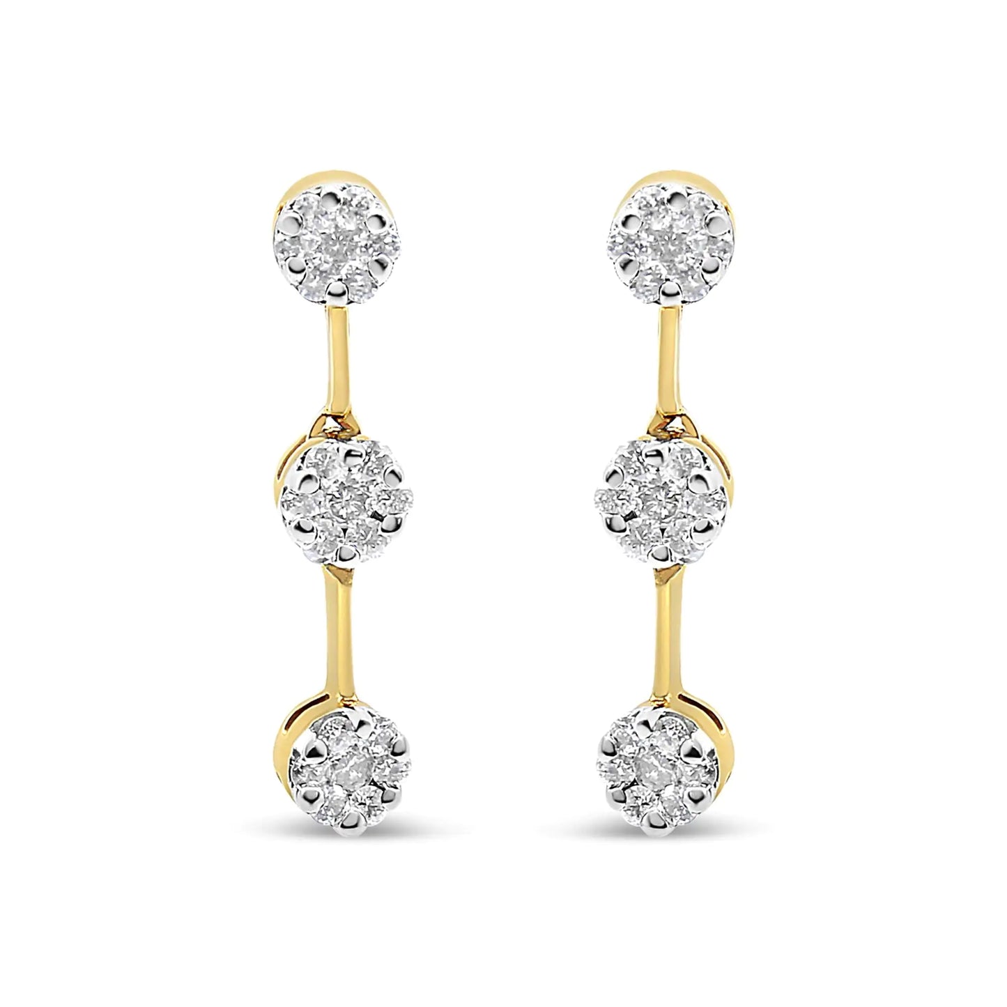 14K Yellow Gold Round Diamond Earrings (1.05 cttw, H-I Color, SI1-SI2 Clarity)