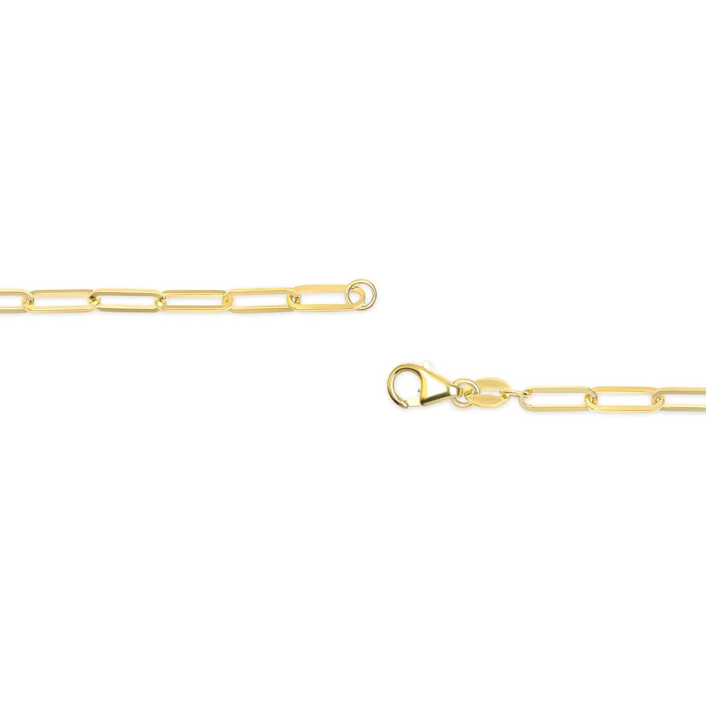 Unisex Solid 14K Gold 2.5mm Paperclip Chain Necklace