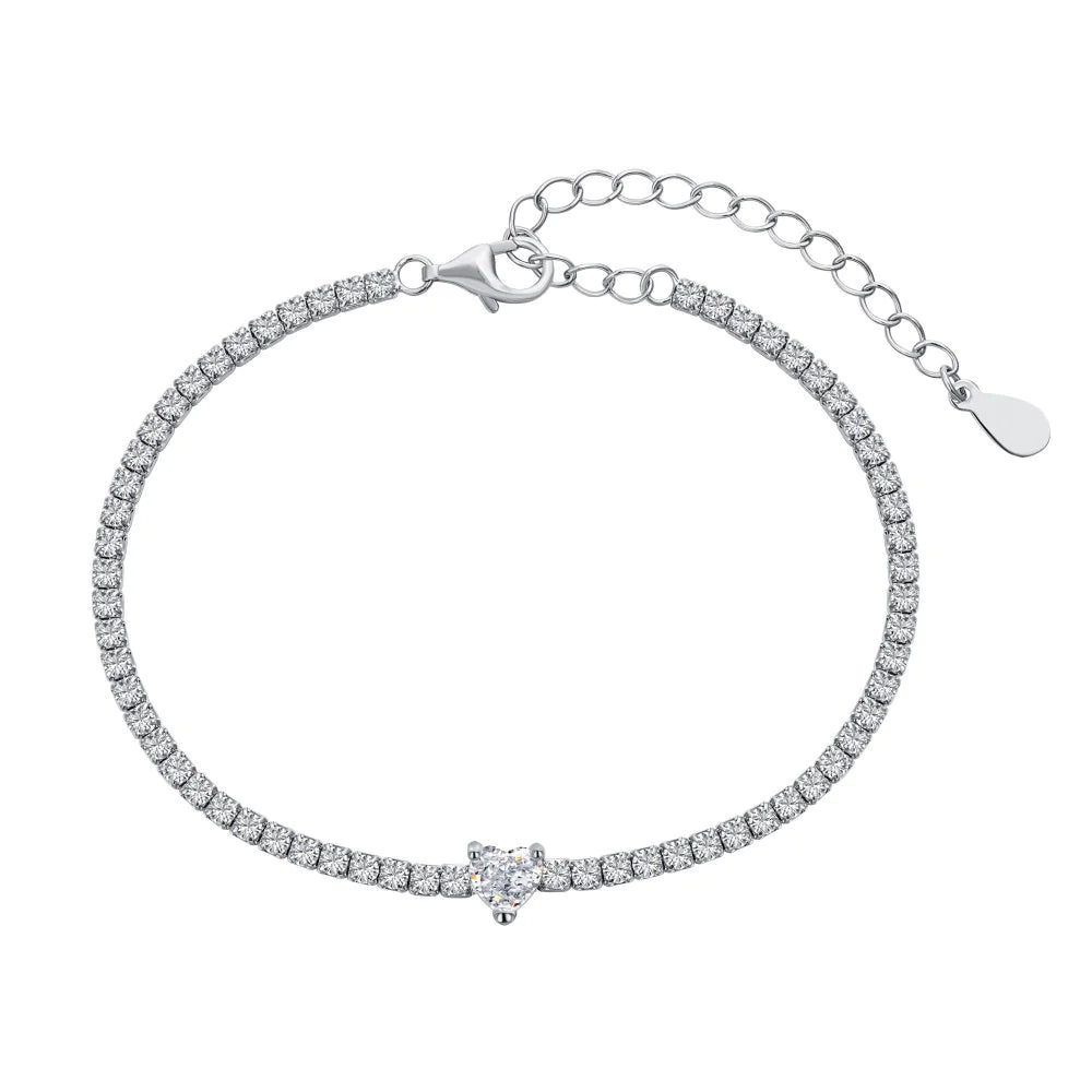 S925 Sterling Silver Diamond Love Bracelet Female