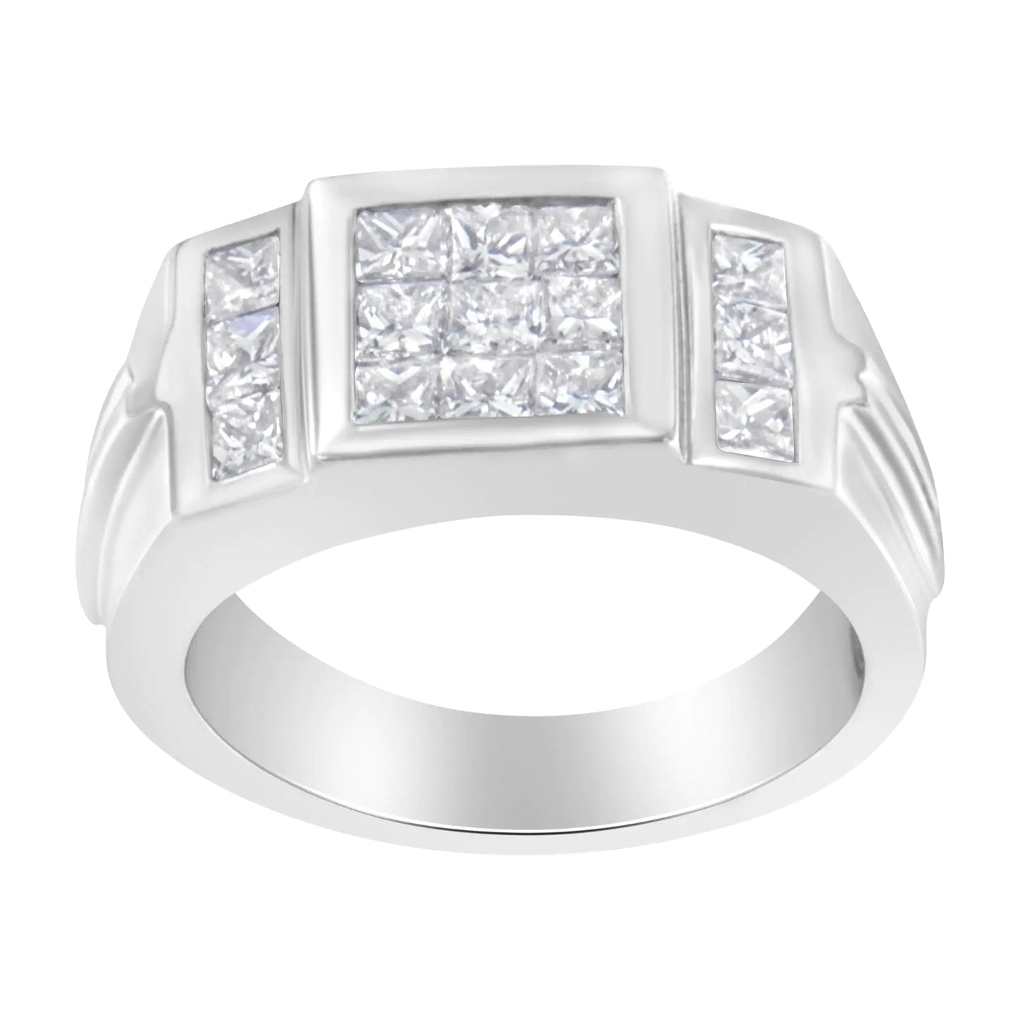 Men's 14K White Gold Diamond Cluster Ring (2 cttw, G-H Color, SI1-SI2 Clarity)