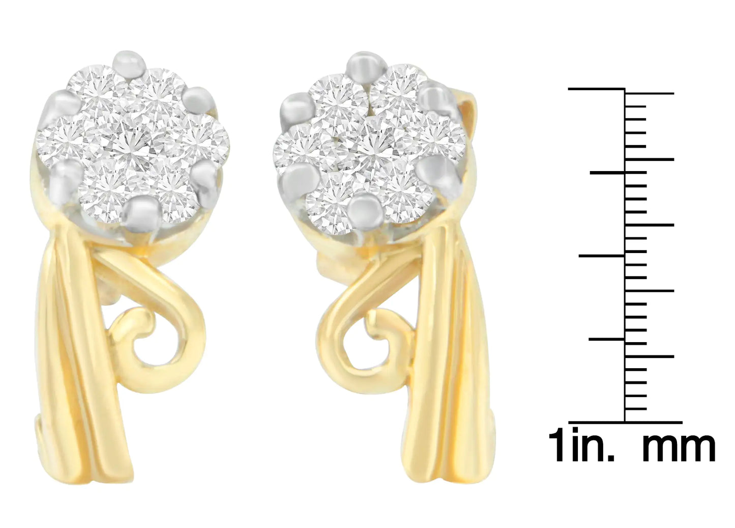 14K Yellow Gold 1/2 cttw Round Cut Diamond Earrings (I-J, SI2-I1)