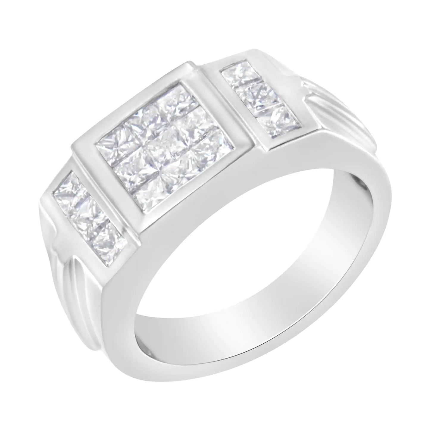 Men's 14K White Gold Diamond Cluster Ring (2 cttw, G-H Color, SI1-SI2 Clarity)