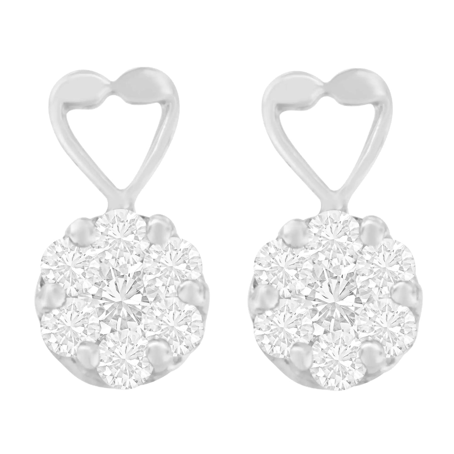 14K White Gold 1 1/4 cttw Round Cut Diamond Earrings (H-I, I1-I2)