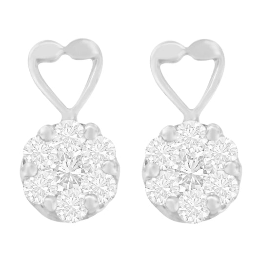 14K White Gold 1 1/4 cttw Round Cut Diamond Earrings (H-I, I1-I2)