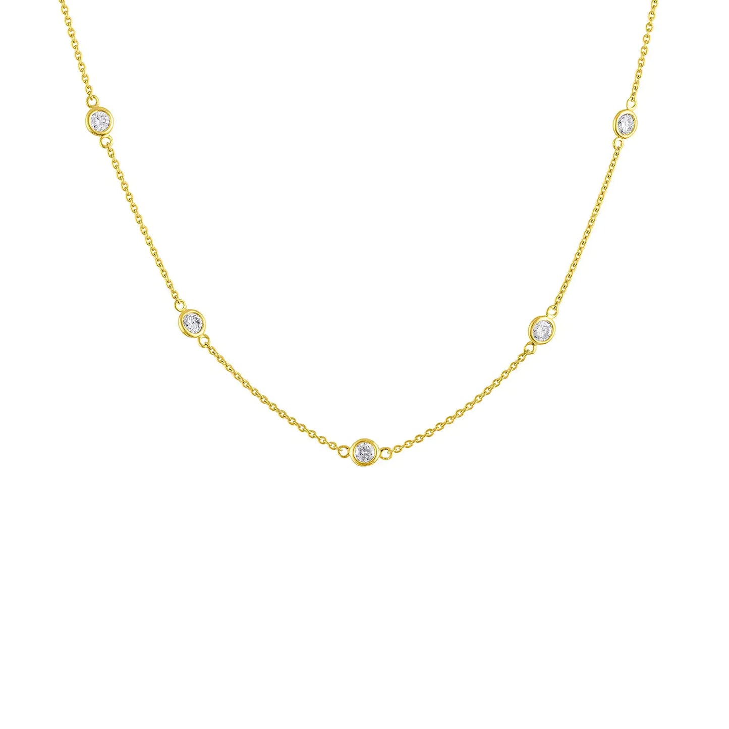 14K Gold Diamond Station Necklace (1 1/10 cttw, H-I Color, VS2-SI1 Clarity)