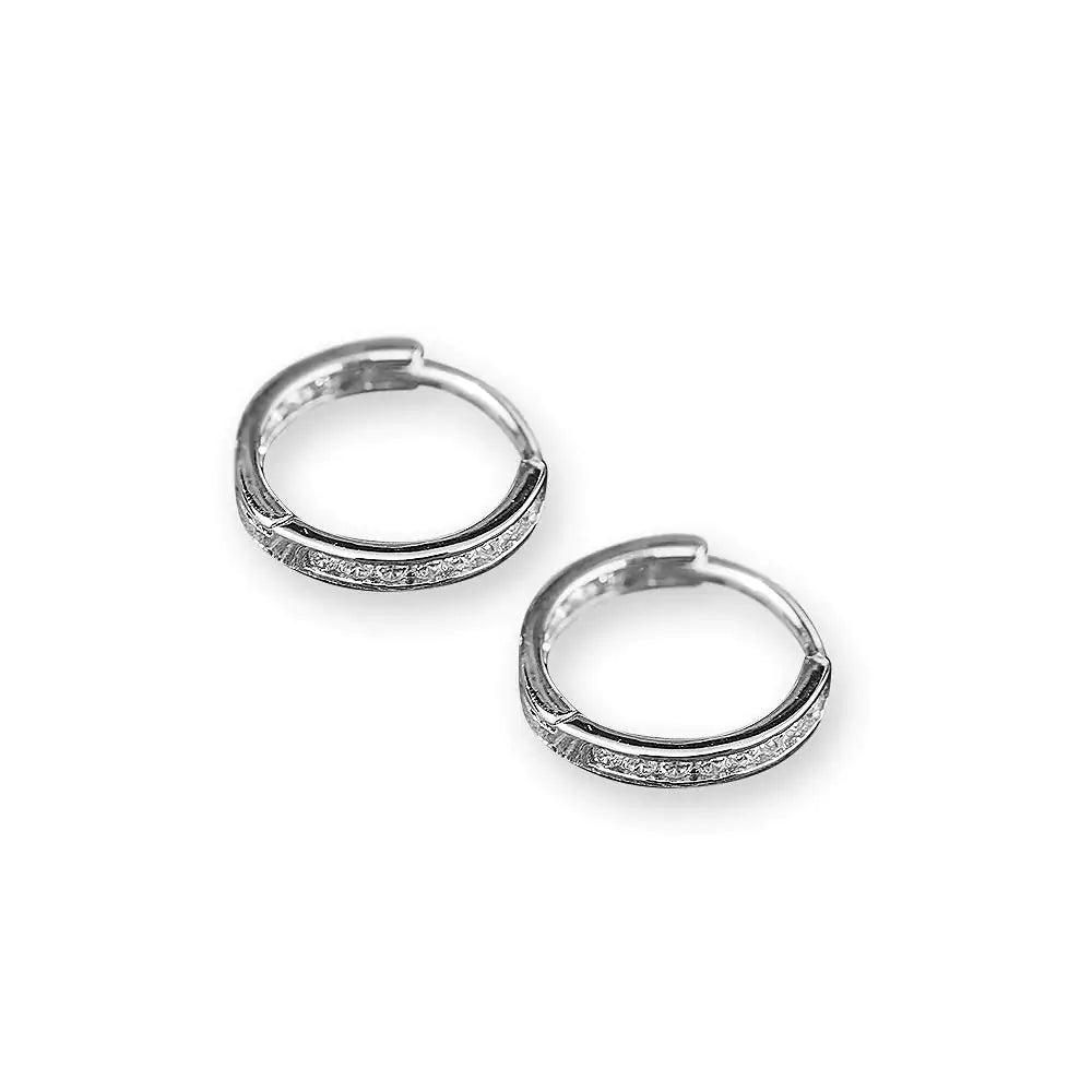 925 Sterling Silver Single Row Huggie Earrings