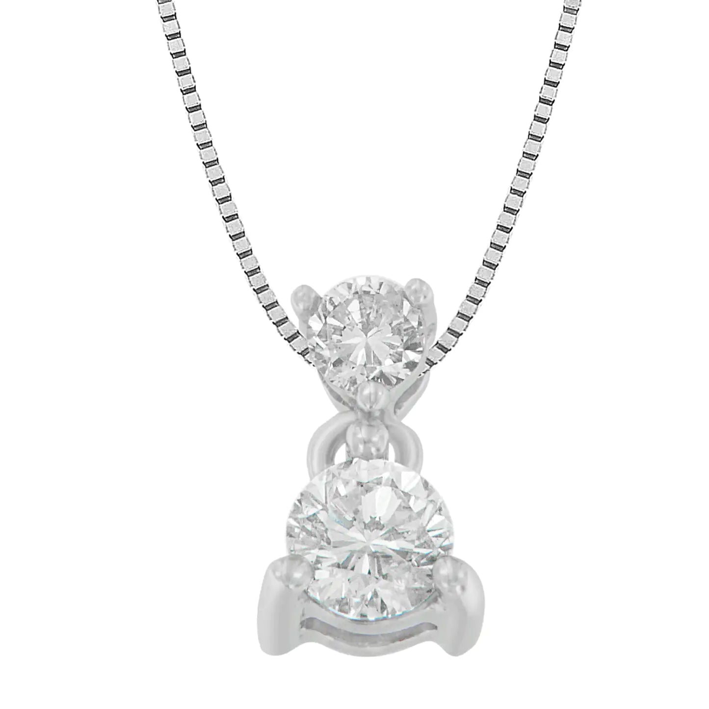 14K White Gold 1/2 cttw Round Cut Diamond Pendant Necklace (I-J, I1-I2)