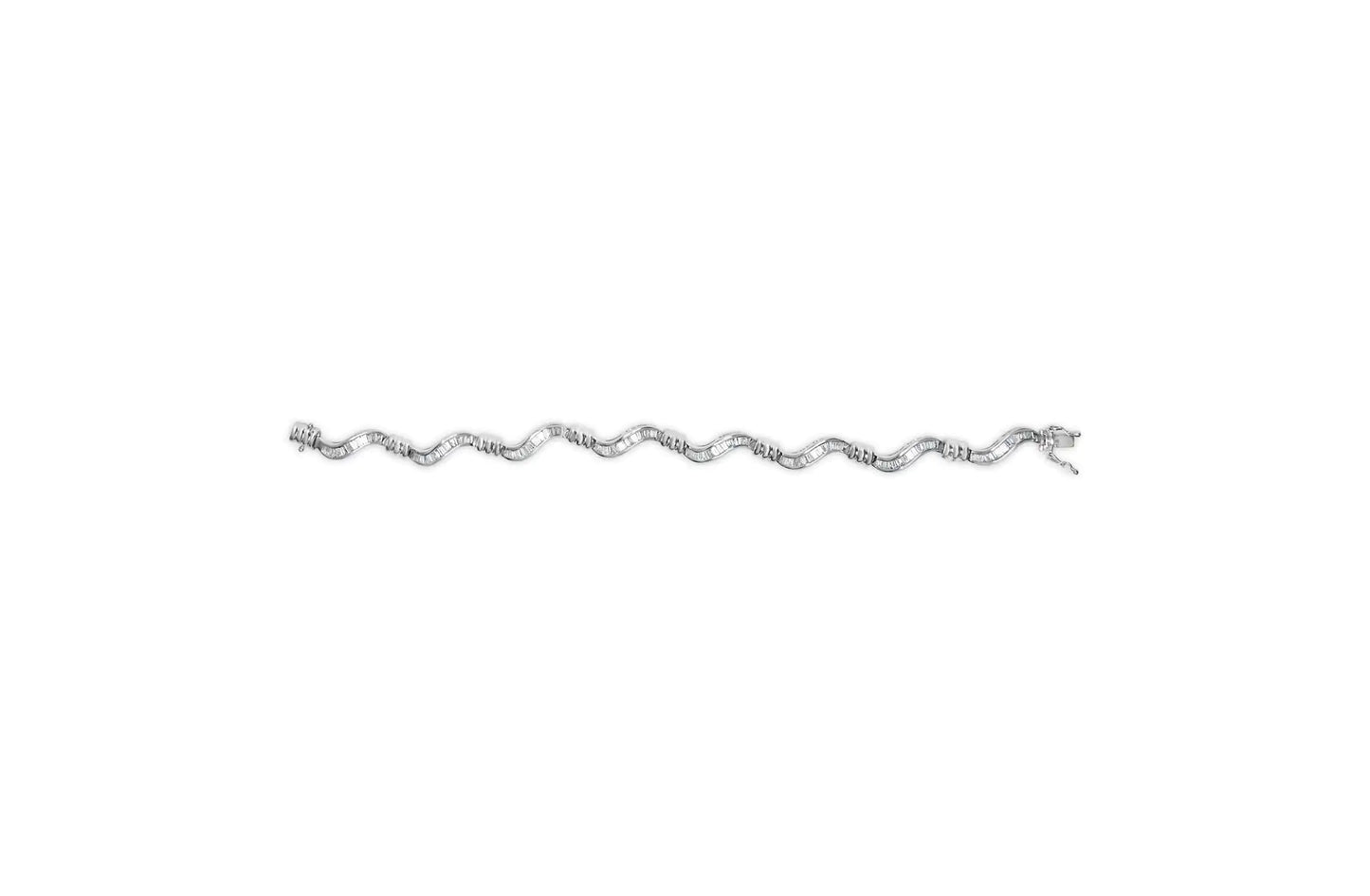 14K White Gold 2.00 Cttw Baguette-Cut Spiral Link 7" Bracelet (G-H Color, SI1-SI2 Clarity)